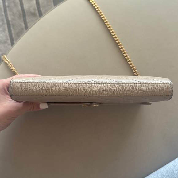 Yves Saint Laurent Taupe Quilted Leather Chain Bag - Picture 6 of 10